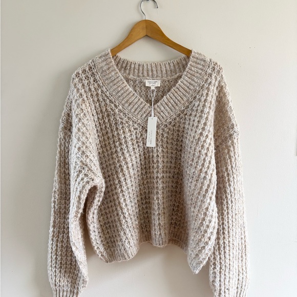 Gentle Fawn Sweaters - Gentle Fawn Neutral Waffle V-Neck Sweater